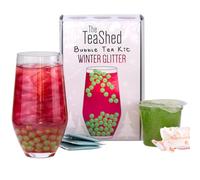 Winter Glitter Christmas Bubble Tea Kit Gift Box |Glitter Cranberry Bubble Tea Syrup, Apple Popping Boba, Premium Tea and Paper Straws | Makes 3 Bubble Teas | Vegan | by THE TEASHED