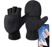 Winter Gloves for Men, Fingerless Convertible Running Mittens, Thermal Windproof Warm Mittens for Men Women Cycling Running Sports Mountaineering Outdoor Skiing Activities