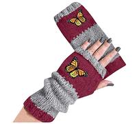 Winter Gloves Stretchy Half Finger Knitted Thermal Glove Soft Windproof Riding Gloves Comfortable Anti Vibration Blend Glove Short Protection Fashion Print Mitten for Women Outdoor Sports