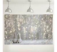 Winter Gnome Wall Backdrop, Cozy Snowy Scene Party Decorations, Elegant Indoor/Outdoor Photography Background for Holiday Celebrations 71x43 Inch