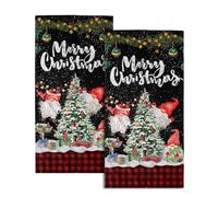 Winter Gnomes Hand Towels Set of 2 Xmas Tree Decorative Absorbent Fingertip Towels Home Hotel Spa Gym Face Towels Kitchen Tea Dish Towels