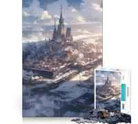 Winter Harbor Town Jigsaw Puzzle 1000 Mental Recall Game High Accuracy Cutting Craft Interactive Brain Challenge for Home (38x52cm)