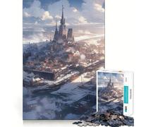 Winter Harbor Town Jigsaw Puzzles 1000 Mental Focus Game Precision Cut Smooth Edges Meaningful Connection Building Game (50x75cm)