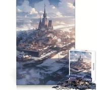Winter Harbor Town Jigsaw Puzzles for Adults 1000 Piece Mental Workout Quiet Enjoyment Xmas Gift (50x75cm)