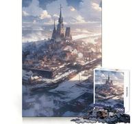 Winter Harbor Town Puzzles for Teenagers 1000 Piece Logic Practice Calm Downtime Clean Edges Ideal Present (38x26cm)