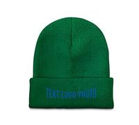 Winter Hat Beanie for Men Women Add Your Own Design Cuffed Beanie Hat Blackish Green