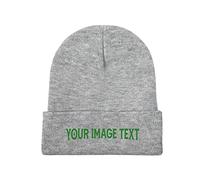 Winter Hat Beanie for Men Women Add Your Text Cuffed Beanie Hat Gray