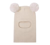 Winter Hat Scarf for Toddler Boy Girl Beanie Hats with Neck Warmer Beanie Kids Knit Warm Cold Weather Pompom Hat (Beige, One Size)