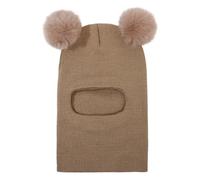 Winter Hat Scarf for Toddler Boy Girl Beanie Hats with Neck Warmer Beanie Kids Knit Warm Cold Weather Pompom Hat (Khaki, One Size)