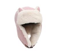 Winter Hat Tie Boy Winter Hat with Ear Flaps, Cute Knitted Hat with Cat Motif, Winter Cable Knit Hat for Women and Girls, Outdoor Hat Winter, pink, One Size