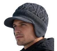 Winter Hat with Ear Flaps - Knit Fleece-Lined Headwear,Cold Weather Windproof Beanie - for Hiking Fishing Skiing Motorcycling Camping Riding Climbing Picnic Running Backpacking Outdoor Gray