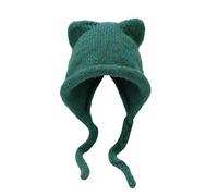 Winter Hat Women's Warm Knitted Hat Breathable Fleece Elastic Thermal Hat Windproof Sports Hat Warm Thick Cat Ears Plush Hat Gifts for Girls Women