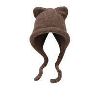 Winter Hat Women's Warm Knitted Hat Breathable Fleece Elastic Thermal Hat Windproof Sports Hat Warm Thick Cat Ears Plush Hat Gifts for Girls Women