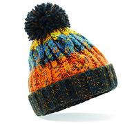 Winter Hats Corkscrew Cable Knitted Bobble Hat Plain Mens Womens Beanie Warm Winter Pom Wooly Cap Ladies Warm Knit Hat Pompom with Layer Fleece Line Retro Blue
