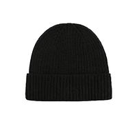 Winter Hats for Women Small Head, Soft Thickened Wool Cable Knitted Hat Windproof Warmer Winter Bobble Slouch Beanie for Women Fashionable Turnover Cuff Black