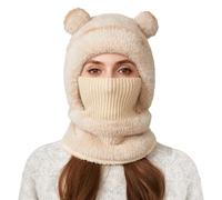 Winter Hats For Women Uk With Ear Flaps - Winter Knitted Hat and Scarf Combo Set Fleece Lined Earflap Cap for Outdoor Cold Weather Activities