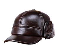 Winter Hats,The Elderly Leather Baseball Cap Plus Velvet Outdoor Hat Proctect Ear Winter (Black Large) (Brown XX)