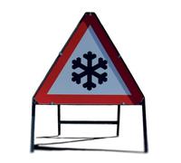 Winter Hazard Snow and Ice Warning Sign 600mm Red/White 403076