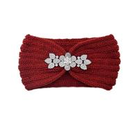 Winter Headband Autumn Winter Rhinestone Crystal Knitting Wide Headband Ear Warmers Outdoor Warm Head Cover Headwrap Hairbands(Color-06)