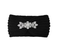 Winter Headband Autumn Winter Rhinestone Crystal Knitting Wide Headband Ear Warmers Outdoor Warm Head Cover Headwrap Hairbands(Color-01)
