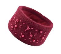 Winter Headbands for Women's Hair Braided Hairbands Turbans Autumn Winter Plush Pearl Hair band Girls Hair Accessories Head Band(Wine Red)