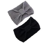 Winter Headbands Women 2PCS Thicken Wide Hair Bands Winter Warm Elastic Band Solid Turban Ear Warmer Hairband Girl Headband for Outdoor Sports(Red+black)