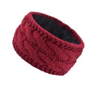 Winter Headbands Women Plush Inside Knitting Headband Crochet Knitted Woolen Hair Bands Winter Warm Ear Turban Headwraps Wide Elastic Band(Red)