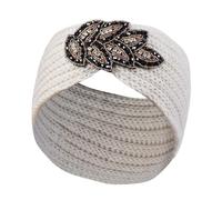 Winter Headbands Women Solid Color Winter Headbands For Women Bowknot Handwork Knitting Hair Accessories Warm Headband for Outdoor Sports(White)