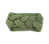 Winter Headbands Women Thick Knit Headband Women Girls Cross Ear Protector Headgear Crochet Flat Warm Winter Hair Accessories for Outdoor Sports(A-green)