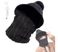 Winter Heated Hat, Electric Cotton Hat, Neck Warmer Beanie, Earflap Winter Hat with Electric Heating Technology, Windproof and Comfortable for The Head and Neck (1 Piece) Black