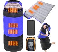 Winter Heated Sleeping Bag with 20000 mAh Power Bank, 4 Heating Zones, USB Heating Sleeping Bag for Backpacking Camping Electric Heater Sleeping Bag