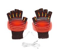 Winter Heating Gloves for Men and Women USB Powered Washable Half Finger Warm Mitten for Cycling Motorcycle Hiking Skiing and Mountaineering (Coffee)