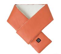 Winter heating scarf with USB charging, three temperature levels, lightweight design, soft fabric, and windproof faux leather for comfortable warmth during cold days (Orange)