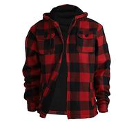 Winter Heavy Warm Sherpa Lined Fleece Plaid Flannel Jacket Men Plus Size S-5XL Big&Tall Mens Coat, A-red 01, 5XL
