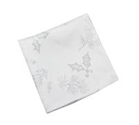 Winter Hedgerow Sparkly Christmas Damask Napkin - White/Silver - 45cm x 45cm