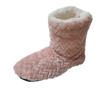 Winter High Top Round Toe Baotou Flat Heel Solid Autumn Winter Deep Mouth Thick Sole Slippers Boots Slippers Women Fluff Yeah Slide (Pink, 6)