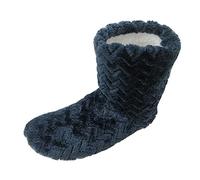 Winter High Top Round Toe Baotou Flat Heel Solid Autumn Winter Deep Mouth Thick Sole Slippers Boots Slippers Women Fluff Yeah Slide (Blue, 6)