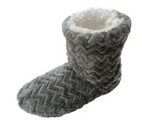 Winter High Top Round Toe Baotou Flat Heel Solid Autumn Winter Deep Mouth Thick Sole Slippers Boots Slippers Women Fluff Yeah Slide (Grey, 6)