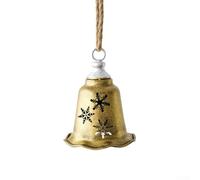 Winter Holiday Metal Bell Ornament with Snowflake Detail and Jute Hanger, Suitable for Hanging Indoors and Outdoors During Holiday Season (Snowflake Gold Bell)