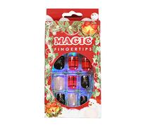 Winter Holiday Press On False Nails Short Square Fake Festival Artificial Fingernails Acrylic Tip French Tips