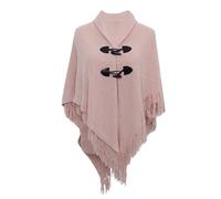 Winter Hooded Poncho Cape for Women Warm Fleecy Cardigan Sweater Cloak Button Autumn Winter Ladies Knitted Hooded Poncho Capes Shawl Wrap Top with Fringed Hem Crochet Cape 2024 Plus Size (One Size)