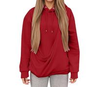 Winter Hoodie for Cat Mums with Practical Pocket Pouch in Modern Design for Cosy Hours at Home on the Go in Cool Weather (Red, XXL)