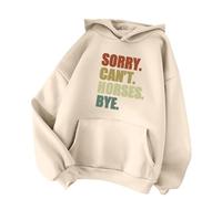 Winter Hoodie Sorry Can't Horses Bye Letter Print Crewneck Lightweight Fashion Hoodie Winter Autumn Casual Tops Long Sleeve Sweatshirt for School Home Gym Outdoor UK