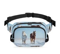 Winter Horses Waist Bag Multifunction Pack for Travel Sport Running Fanny Pack Bumbag Pouch Purse Belt Bag for Women Men Kids Girls Boys