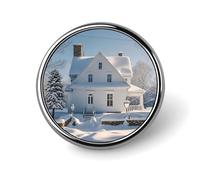 Winter House Button Pin,Design Your Own Personalized Pin Back Button Badges Exquisite Round Badge Travel Brooch Metal Decorative Pins for Hat Clothes Backpack
