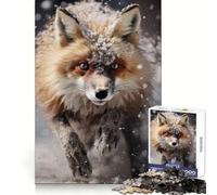 Winter Hunt RedFox in Snow Jigsaw Puzzles for Adults 1000 Brain Memory Restful Activity Tight Lock Cozy Xmas Gift (50x75cm)