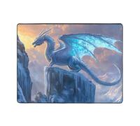 Winter Ice Mountain White Dragon Area Rugs for Living Room Decor - Soft Throw Washable Rugs for Bedroom, 63x48 Inch Indoor Carpet for Bedroom Living Room