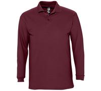Winter II Long Sleeve Pique Cotton Polo Shirt SOL'S Burgundy XL