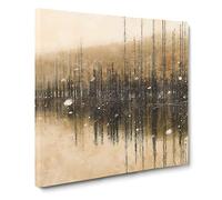 Winter in Cuejdel Lake in Romania Painting Modern Canvas Wall Art Print Ready to Hang, Framed Picture for Living Room Bedroom Home Office Décor, 20x20 Inch (50x50 cm)