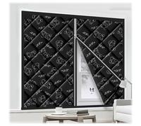 Winter Insulated Window Cover Window Insulation Kit Cold Weather Thermal Curtain with Heavy Cotton for Winterizing Windows in Home RV Basement(Black,130*200)